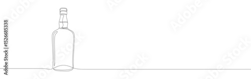 Alcohol bottle continuous one line drawing. bar beverages isolated vector.