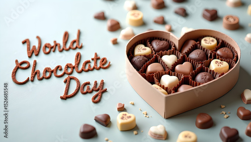 Celebrating World Chocolate Day with a Heart-Shaped Box of Delicious Chocolates