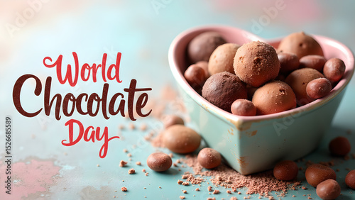 Celebrate World Chocolate Day with Delicious Truffles in a Heart-Shaped Bowl