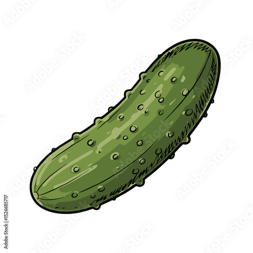 Fresh cucumber illustration in vibrant green color  