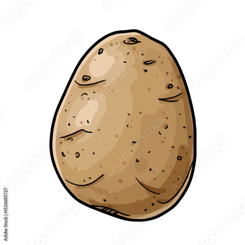 Cartoon illustration of a potato with a rough texture  