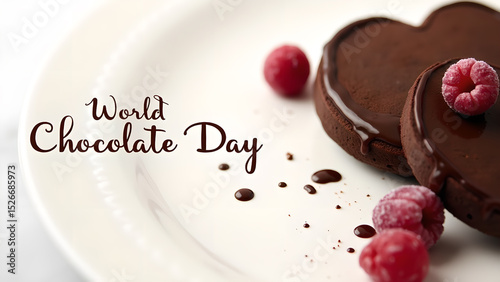 Celebrate World Chocolate Day with decadent heart-shaped desserts and fresh raspberries