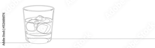 Whiskey Glass continuous one line drawing. Alcohol drink.