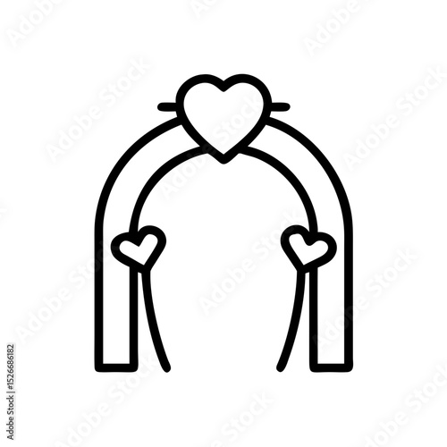 Festive wedding arch decorated with hearts concept of icon  