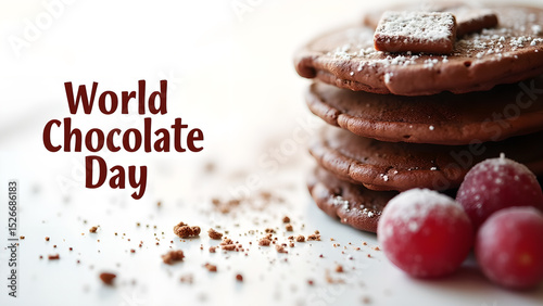 Delightful world chocolate day with sweet treats: stack of chocolate pancakes
