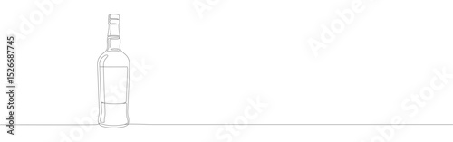 Alcohol bottle continuous one line drawing. bar beverages isolated vector.