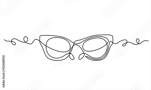 Continuous one line drawing of glasses. Hand drawn one line vector. Editable stroke	