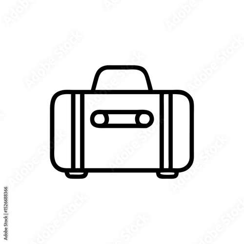 Outline duffel bag icon for travel, sports, gym, luggage, minimal vector design for packing, tour gear, or adventure logo branding.

