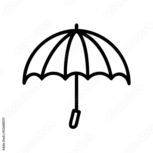 Minimalist Line Art of a Classic Rain Umbrella – Monsoon Protection Weather Icon for Seasonal Forecast, Climate UI, and Outdoor Utility Graphics

