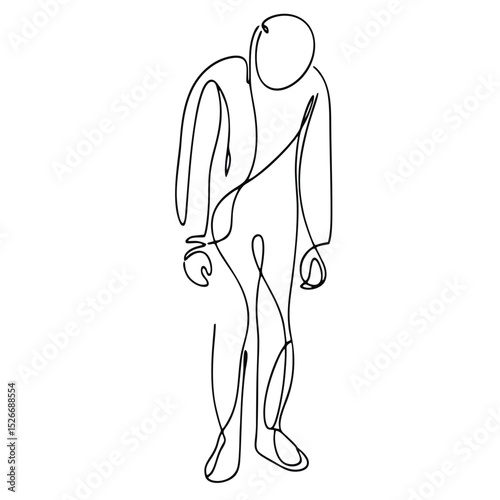 Sadness: man in emotional theatrical pose, drawn with simple single continuous black line.