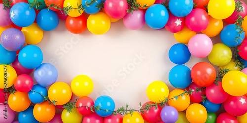 Vibrant balloons & garland, festive party backdrop,  fete,  birthday