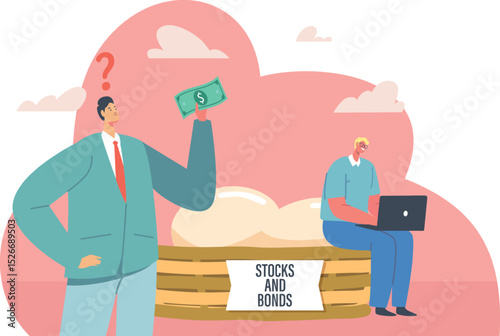 Stocks and bonds investment vector illustration