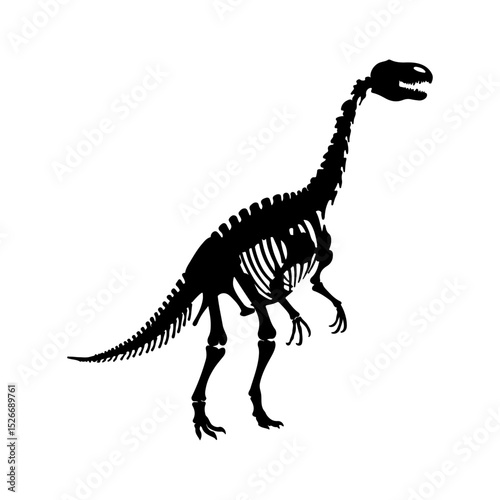 Dinosaur skeleton silhouette icon vector flat design on white background