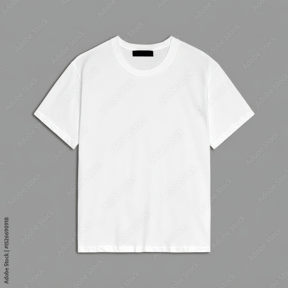 Blank white t-shirt mockup on a gray background perfect for apparel design or branding Blank white t-shirt mockup on a gray background perfect for apparel design or branding