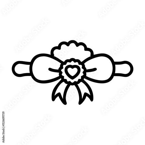 Wedding garter with heart icon in minimalist line art style  