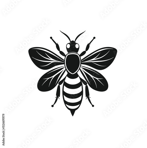 Download a high-quality bee icon vector illustration with clean lines and detailed wings. Perfect for logos, nature themes, honey products, and graphic design projects on a white background.