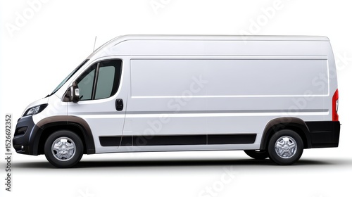 White delivery van illustration side view transportation vehicle isolated on white background