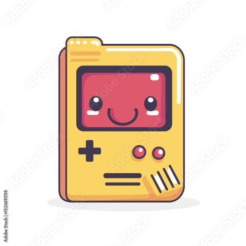 Cute cartoon retro game console illustration