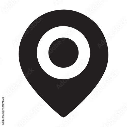 Bold Location Pin Icon – Minimalist Map Marker Symbol for GPS, Navigation, Travel Apps, and Web UI.