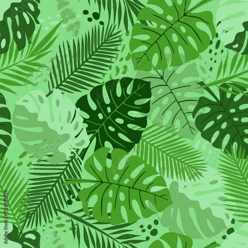 seamless pattern with green leaves
