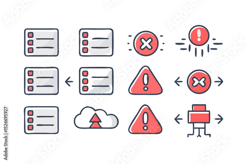 Streamlined User Interface Design Icons for Error, Warning, and Success States, enhancing user experience