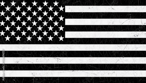 Distressed black and white american flag design