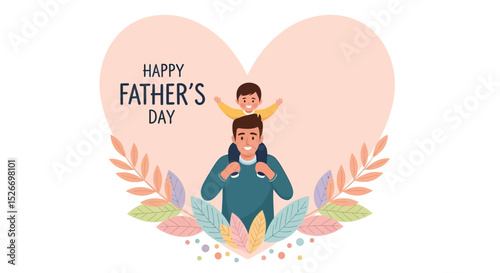 Father's Day Celebration with a Child on Father's Shoulders