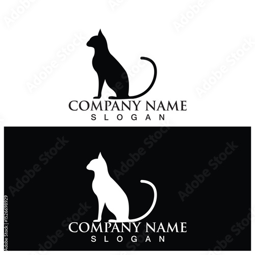 cat logo and vector template