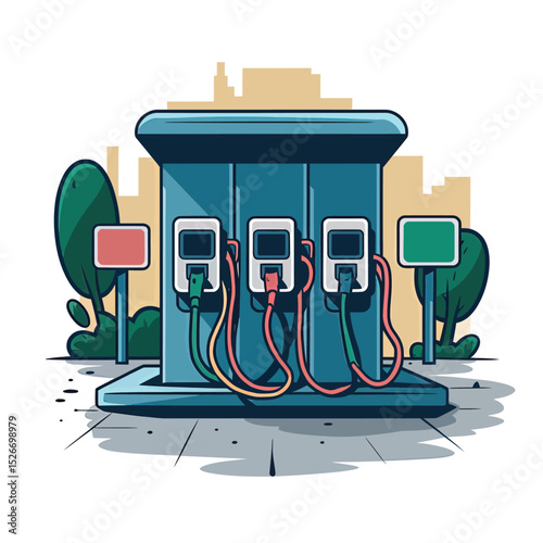 vector icons to vehicle fueling and charging a gasoline pump, an electric vehicle plug hydrogen mole