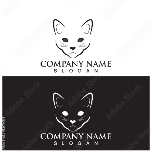 cat logo and vector template