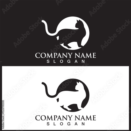 cat logo and vector template