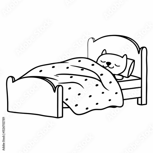 Vector cute shiba inu is sleeping in bed
