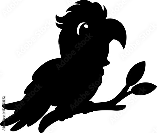 Adorable Parrot Silhouette AI-Traced Vector Illustration for Kids