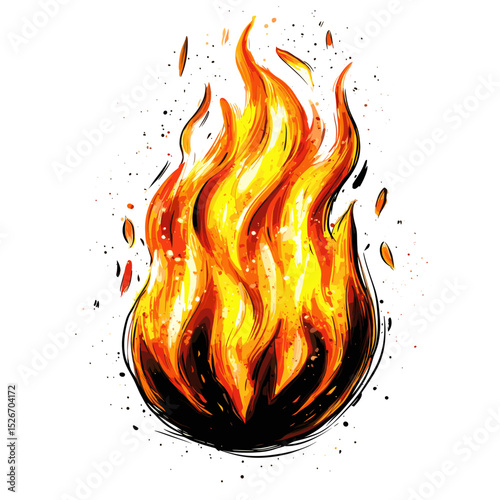 Vibrant Flames Graphic Illustration