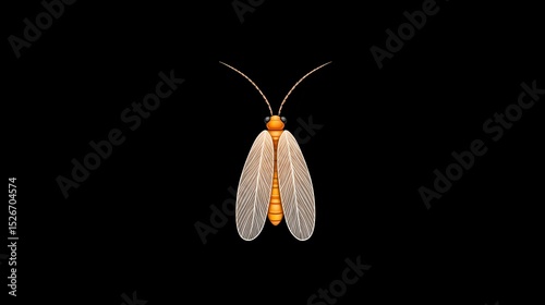 Lone Glowing Firefly in Vast Dark Background of Night Sky