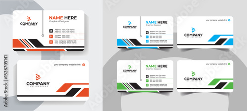 Modern Vector Business Card Template for Corporate and Creative Professionals with Sleek Minimalist Design. Professional corporate business card template with clean design.