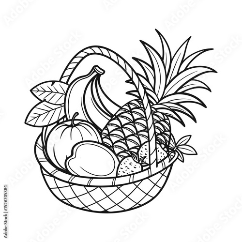 Tropical and Subtropical Fruits Coloring Book for Kids