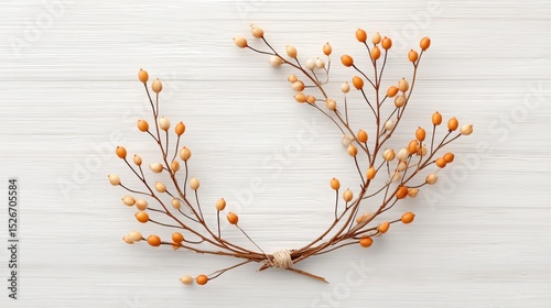 Fading Floral Wreath on Light Wooden Surface for Elegant Decor