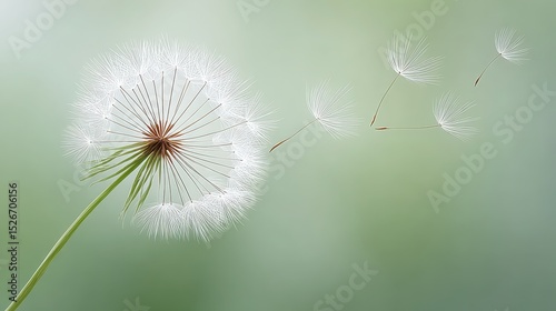 Single Dandelion Puff Scattering Seeds in Gentle Breeze