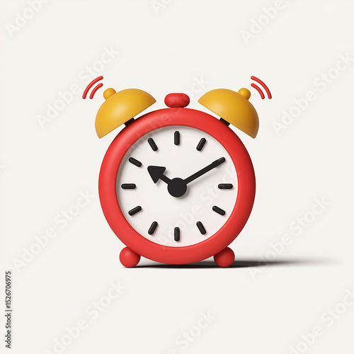 Red and yellow 3d rendered alarm clock