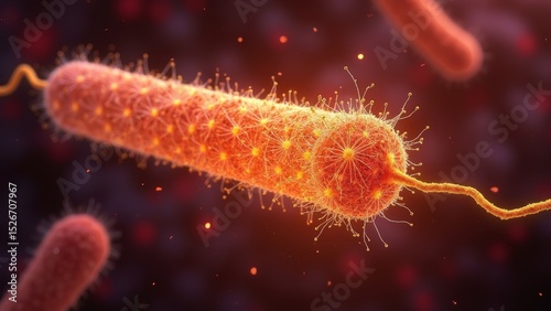 Microscopic schematic diagram of orange bacteria