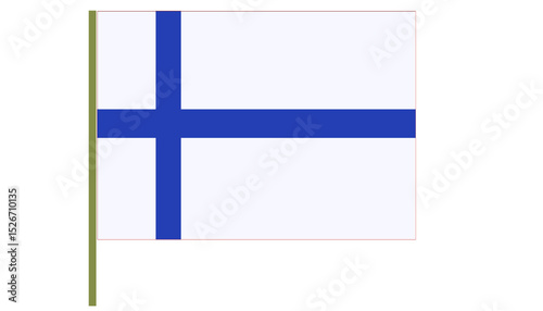 National flag of Finland is a blue Nordic cross extending to the edges on a white background.
Official flag of Finland 