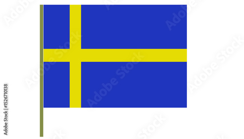 Sweden flag features a yellow or gold Nordic Cross extending to the edges on a light blue field.
National flag of Sweden 