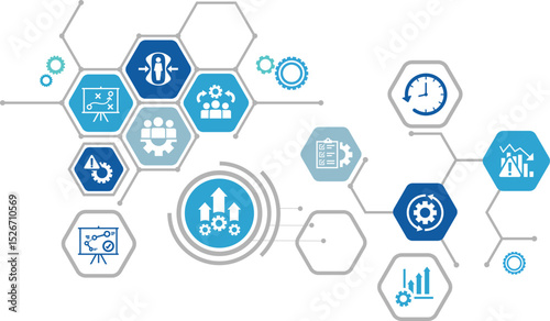 Business continuity. The process of creating systems of prevention and recovery to deal with potential threats to a company. Vector Illustration EPS 10.