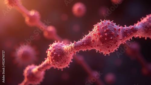 Microscopic view of the red virus chain