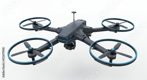 Gray drone with teal rotor rims