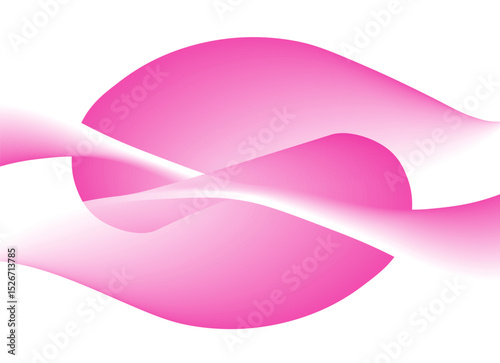 Abstract design with pink curved shapes that gradate on a white background. These shapes appear to overlap each other and create a dynamic and modern impression