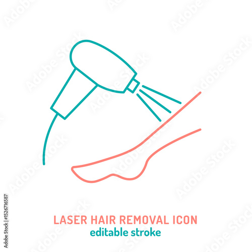 Laser hair removal icon. Editable stroke vector illustration