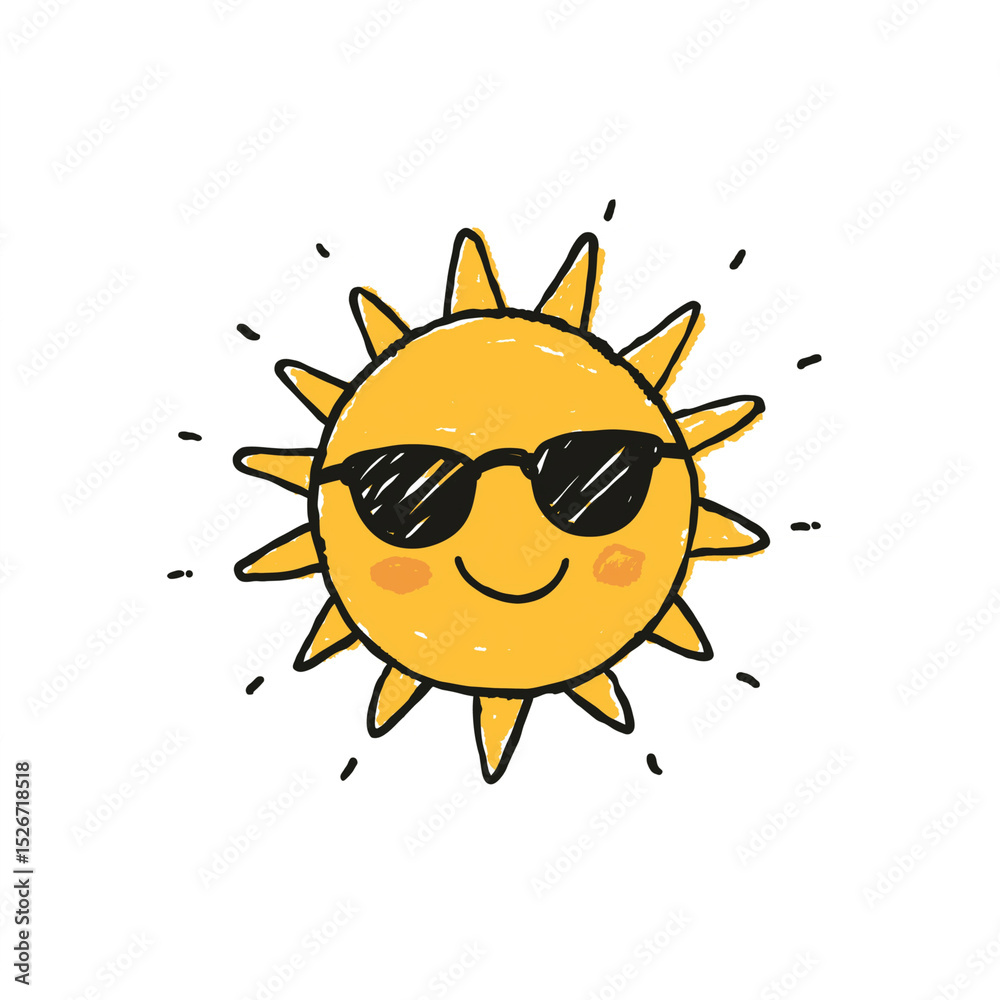 Obraz premium Cool sun wearing sunglasses isolated on white background
