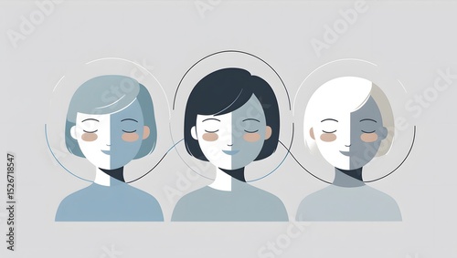 Diverse Women Illustration: Modern Concept for Well-being, Mindfulness, and Community Support
